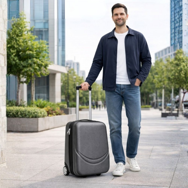 Пластмасов ТОП АВИО куфар за ръчен багаж TRANSIT GRAPHITE   42/32/16 см